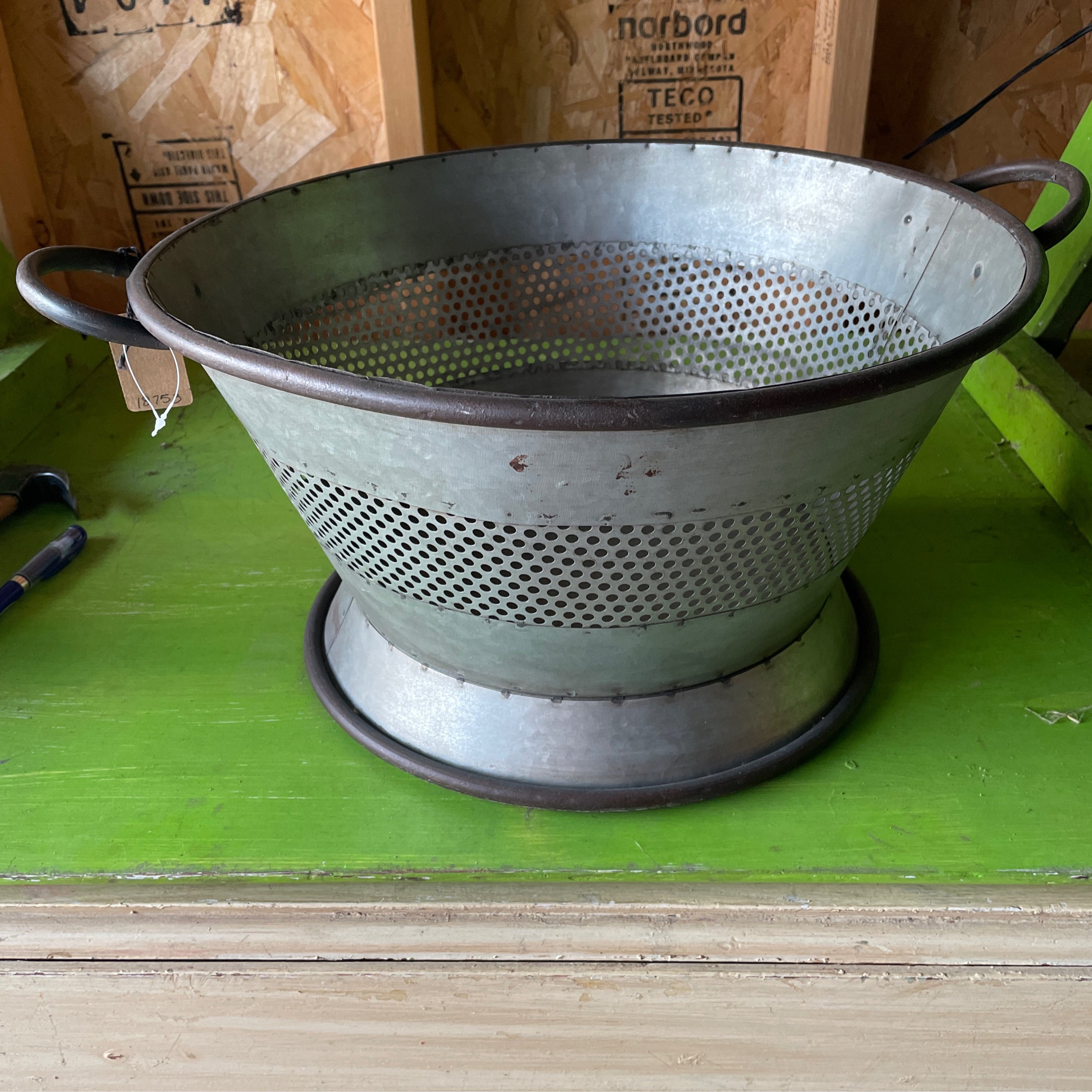 Metal Colander Planter Large Primitive Peddler 206 2nd Street SE
